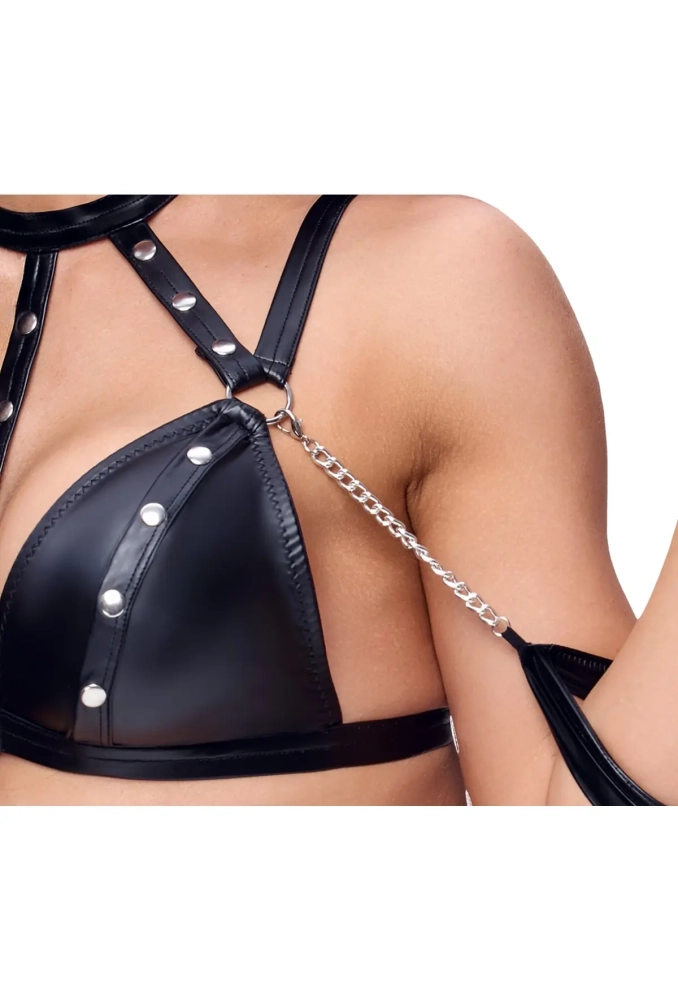 Cottelli Bondage Top & Skirt - top i spódniczka z wetlook 6.webp