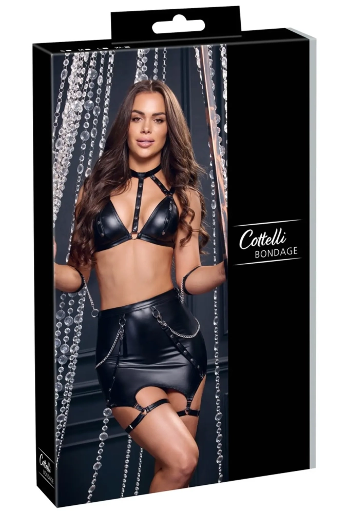 Cottelli Bondage Top & Skirt - top i spódniczka z wetlook 12.webp