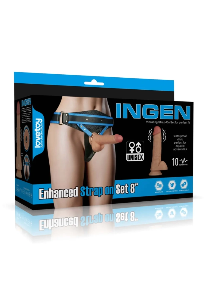 Lovetoy Vibrating Enhanced Strap on Set 8'' - proteza penisa z pasem.webp