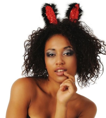 Uszy króliczka czerwono-czarne